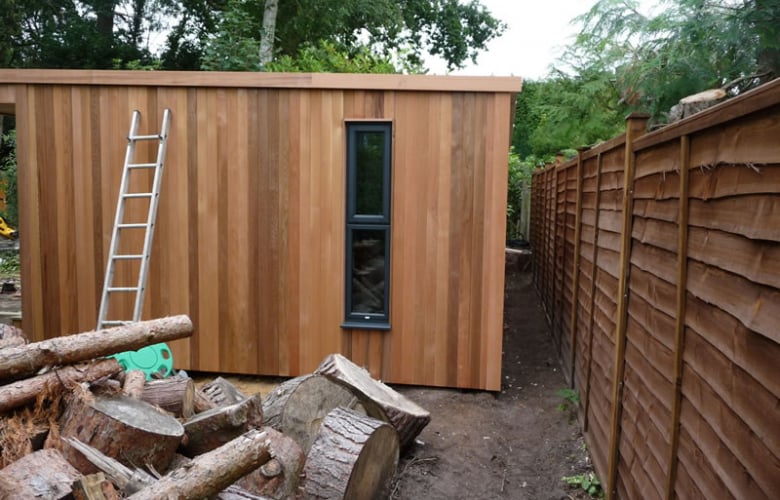 Side Profile Of Garden Office Install